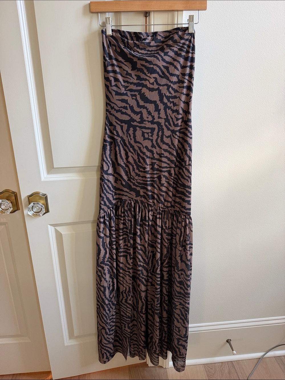 Brown and Black Zebra Print Maxi Dress